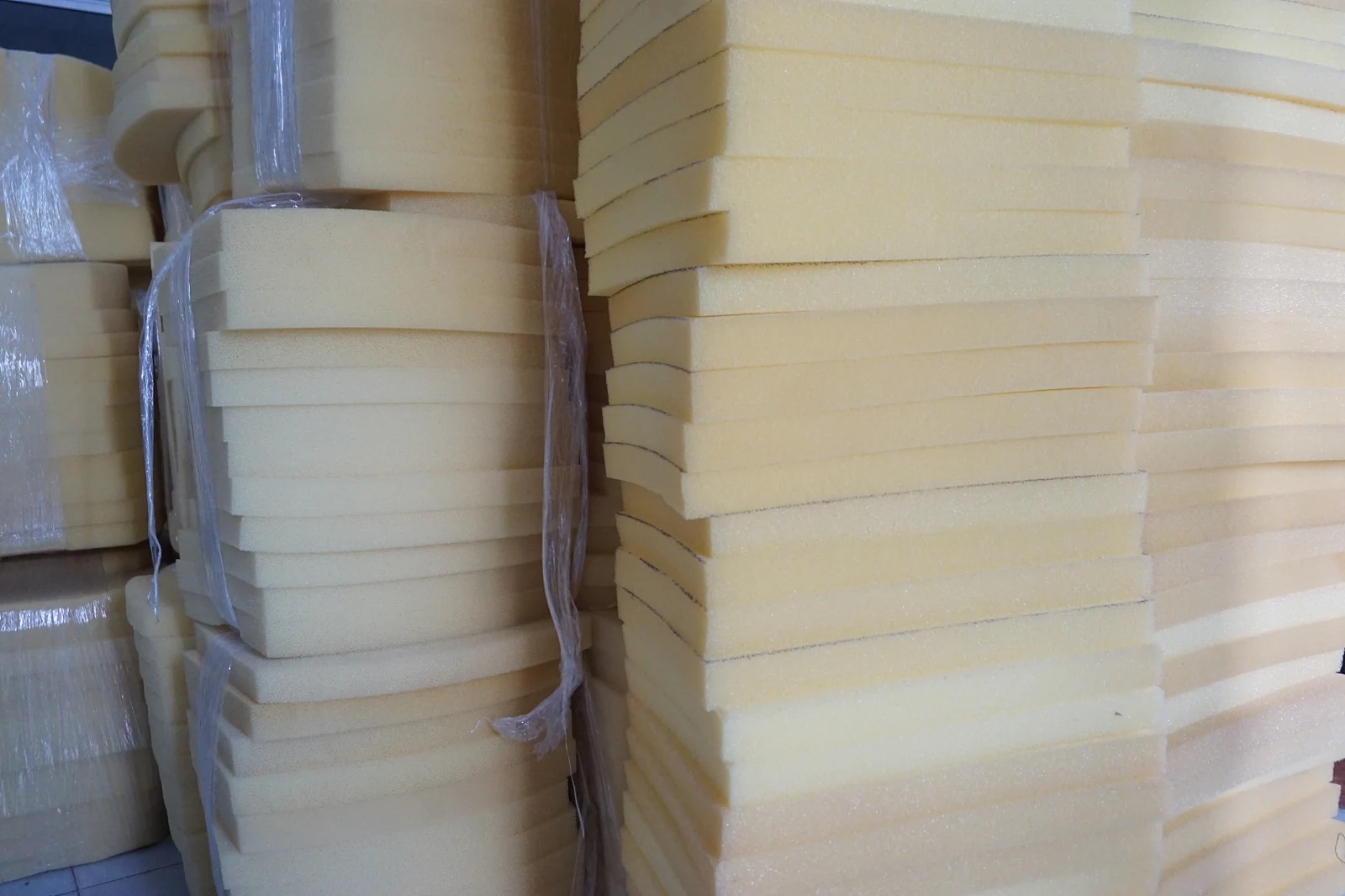 Stacks of polyurethane foam blocks for upholstery and industrial use